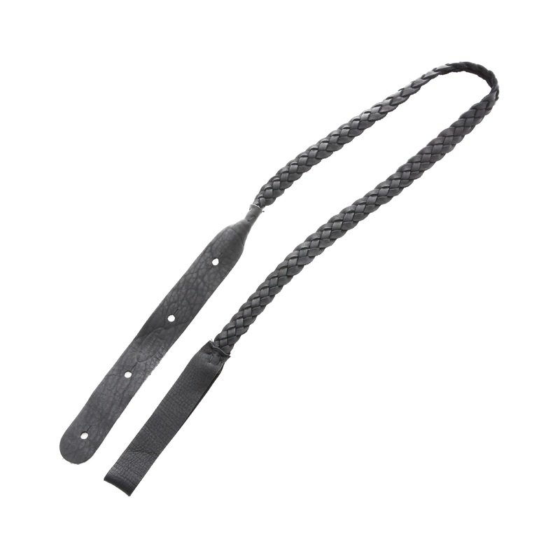 LAKOTA LEATHERS FLAT BRAID MANDOLIN STRAP, BLACK