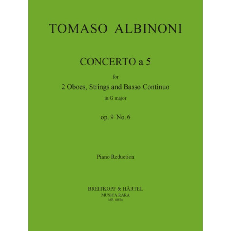 Albinoni: Concerto a 5 in G Op. 9/6 – Edition for 2 Oboes and Piano