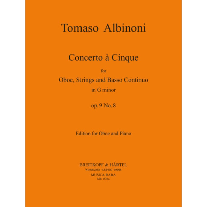 Albinoni: Concerto a 5 in G Op. 9/8 – Edition for Oboe and Piano